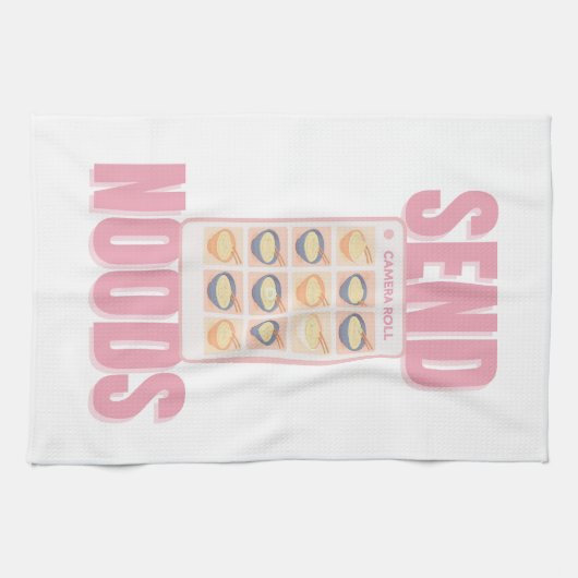 Send Noods Pink Noodle Camera Roll Illustration キッチンタオル (横)