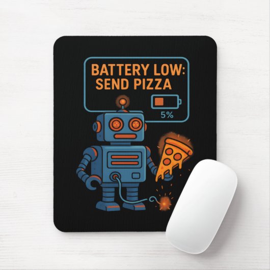 Send Pizza Robot Battery 5% Gaming Foodie Funny マウスパッド (マウス)