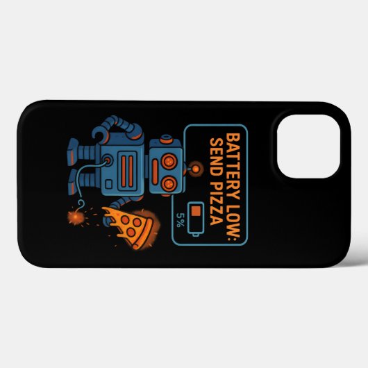 Send Pizza Robot Battery 5% Gaming Foodie Funny Case-Mate iPhoneケース (裏面 (横))