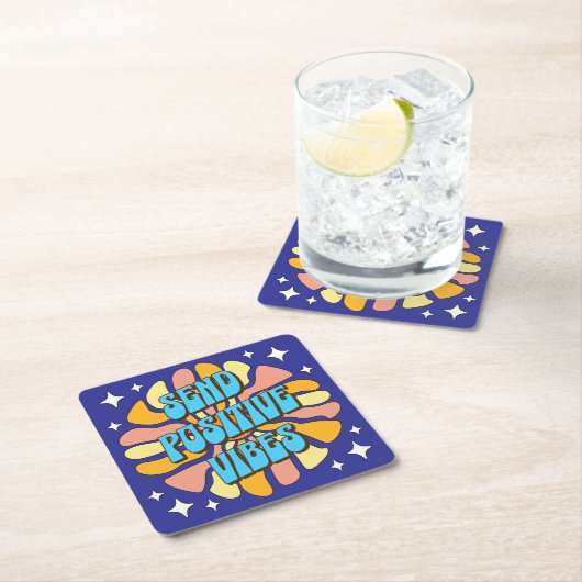 Send Positive Vibes スクエアペーパーコースター (インサイチュ)