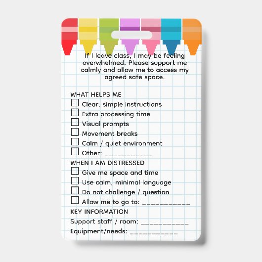 SEND Student Support Crayon Maths Pass Badge バッジ (裏面)