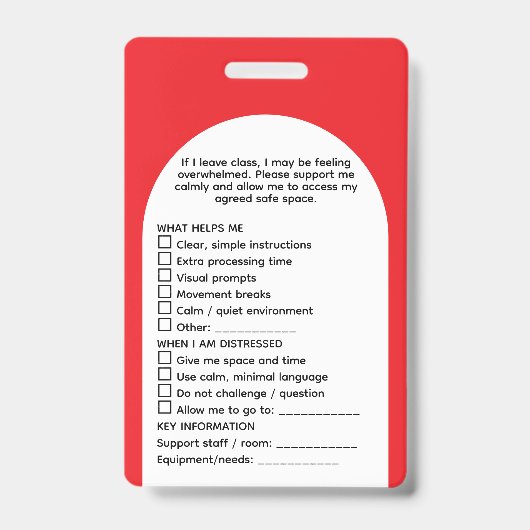 SEND Student Support Pass Photo Info Badge バッジ (裏面)