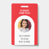 SEND Student Support Pass Photo Info Badge バッジ (正面)
