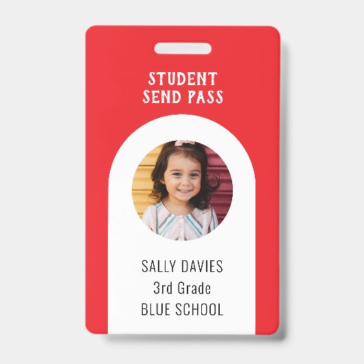 SEND Student Support Pass Photo Info Badge バッジ (正面)