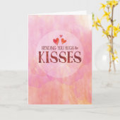 Send You Hugs & キス、水彩背景 カード (黄色い花)