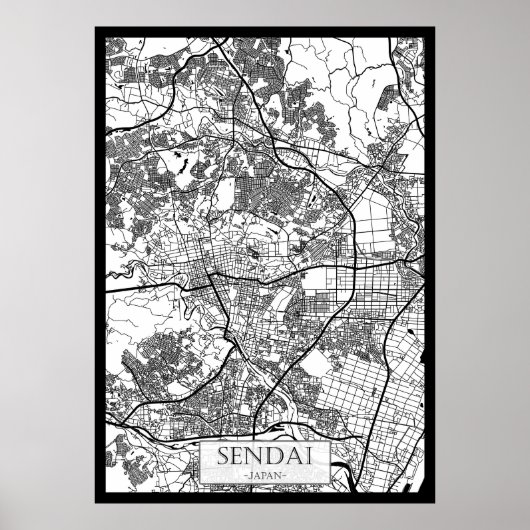 Sendai Japan City Map ポスター (正面)