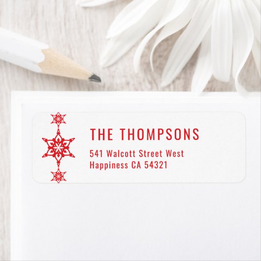 SENDERモダンフェスティバル休日かわいいスノーフレーク赤 ラベル (インサイチュ)