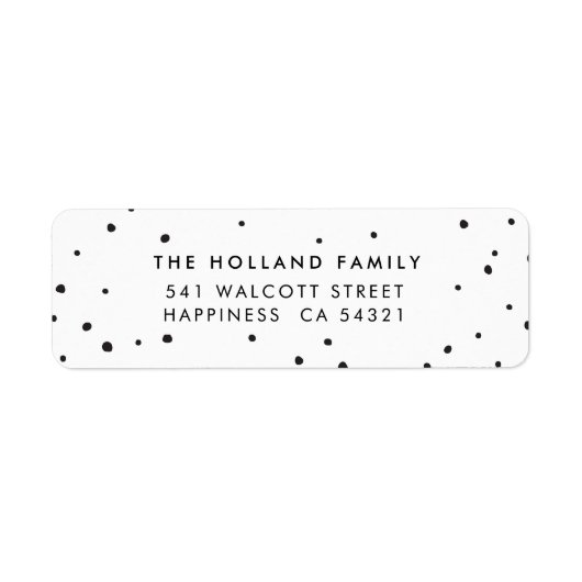 SENDER ADDRESSかわいいモダン雪のスポット黒 ラベル (正面)