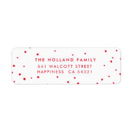 SENDER ADDRESSかわいいモダン雪の斑点(赤) ラベル