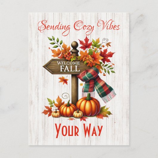 Sending Cozy Vibes Your Way -秋 ポストカード (正面)