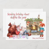 Sending Holiday応援Santa List Covid 2021 シーズンカード (正面/裏面)