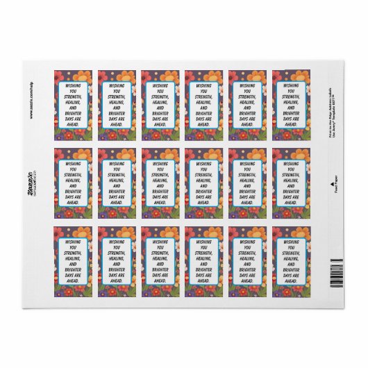 "Sending Light & Love" – Get Well Soon Card ラベル (フルシート)