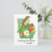 Sending Love From Georgia Bird Peachバラ ポストカード (スタンド正面)