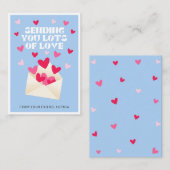 Sending Love Mail Hearts Envelope Valentine's Day ノートカード (正面/裏面)