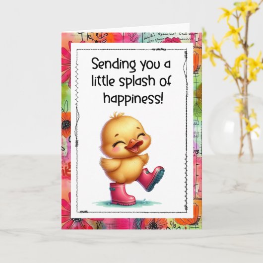 Sending You a Little Splash of Happiness Duck Card カード (黄色い花)