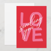 Sending You Love Bold Modern Typography Valentine シーズンカード (正面/裏面)