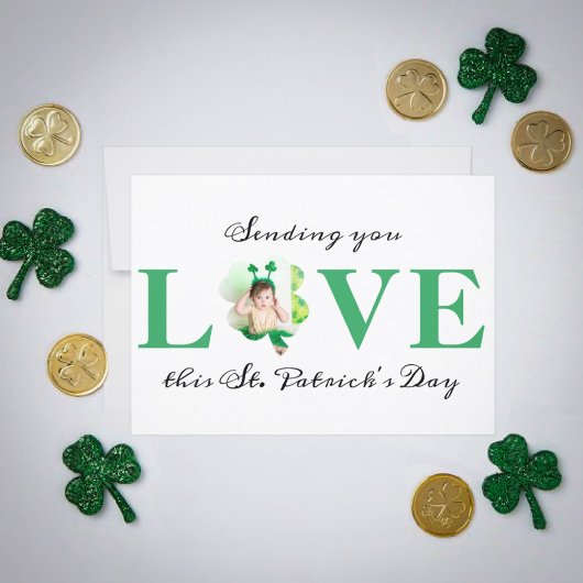 Sending You Love Photo Shamrock St. Patrick's Day カード