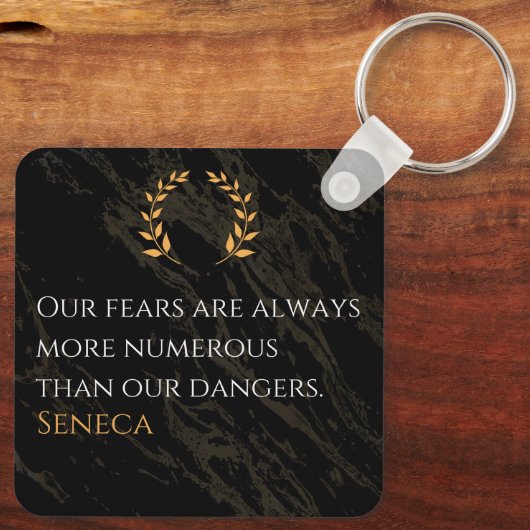 Seneca's Insight: Fears Compared to Real Dangers キーホルダー (裏面)