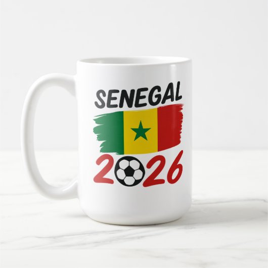 Senegal 2026 Soccer Fan Design with Star Football コーヒーマグカップ (左)