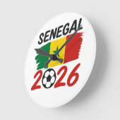 Senegal 2026 Soccer Fan Design with Star Football ラウンド壁時計 (傾斜)