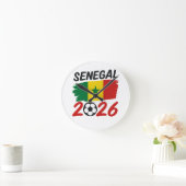 Senegal 2026 Soccer Fan Design with Star Football ラウンド壁時計 (ホーム)