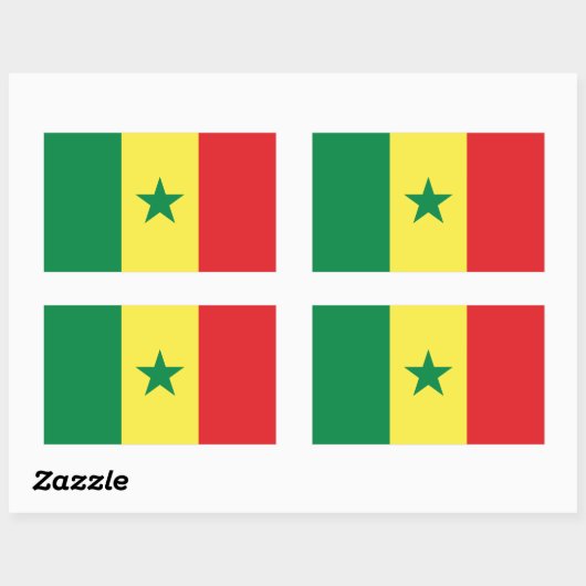 Senegal Flag 長方形シール (シート)