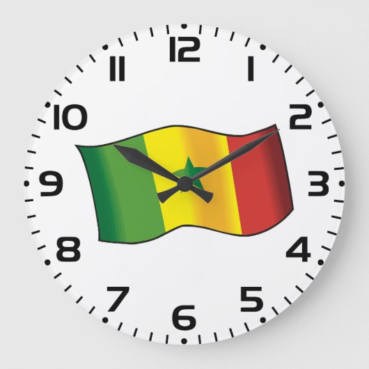Senegal Flag Senegalese Pride Green Yellow Red ラージ壁時計 (正面)