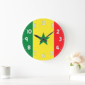 Senegal Flag Wall Clock – Stylish Patriotic Decor ラージ壁時計 (ホーム)