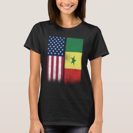 Senegal Senegalese American Flags Proud USA Senega Tシャツ (正面)
