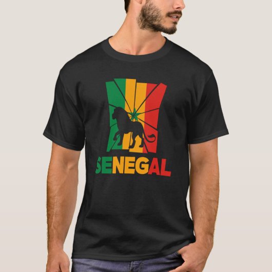 Senegal Senegalese Senegal Flag Lion Animal Silhou Tシャツ (正面)