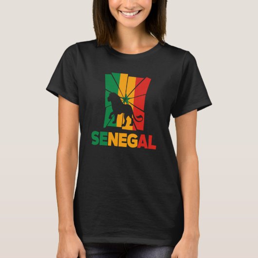 Senegal Senegalese Senegal Flag Lion Animal Silhou Tシャツ (正面)