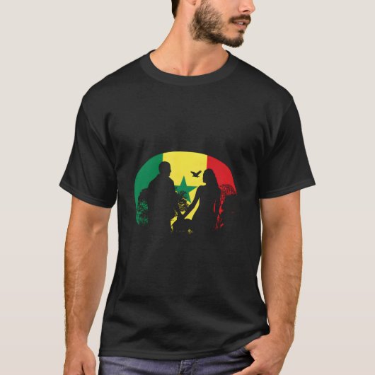 Senegal Senegalese West Africa Proud Love Flag Tシャツ (正面)