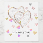 seni seviyorumパーソナライズされた、 ワインラベル (シングルラベル)