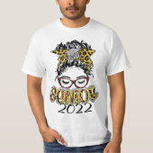 Senior 2022 Leopard Messy Bun Lady 2022 Graduation Tシャツ (正面)