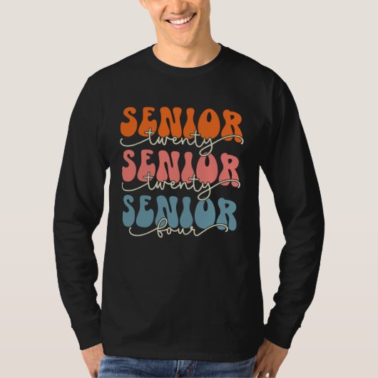 Senior 2024 Class Of 24 Retro Groovy Graduation Co Tシャツ (正面)