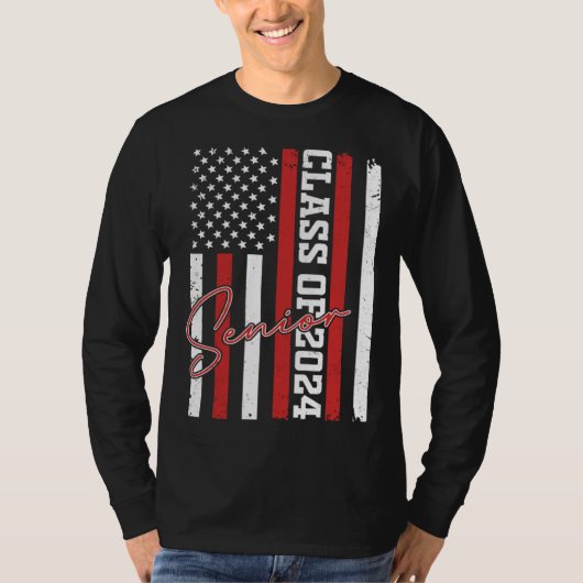 Senior 2024 Graduation Class of 2024 American Flag Tシャツ (正面)