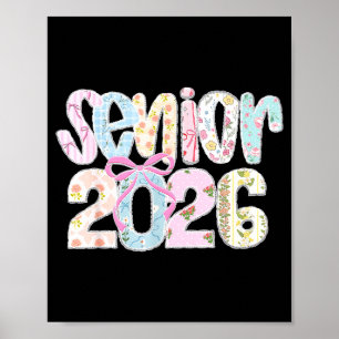 Senior 2026 パステルフラワーパッチワーク レター ポスター