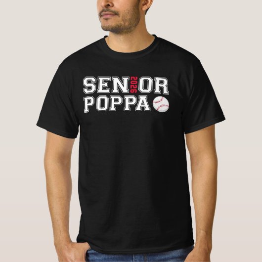 Senior 2026 ポッパ 野球 卒業 父親 パパ tシャツ (正面)