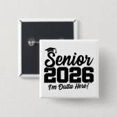 Senior 2026 卒業おめでとう フレーズ 冗談 缶バッジ (正面&裏面)