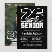 Senior 2026 Black Graduation Photo 招待状 (正面/裏面)