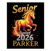 Senior 2026 Class Fire Horse Personalized Glossy ポスター (正面)