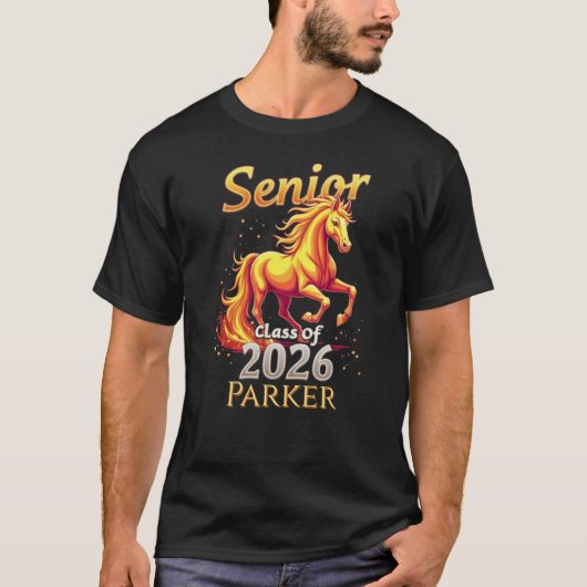 Senior 2026 Class Graduate Fire Horse Personalized Tシャツ (正面)