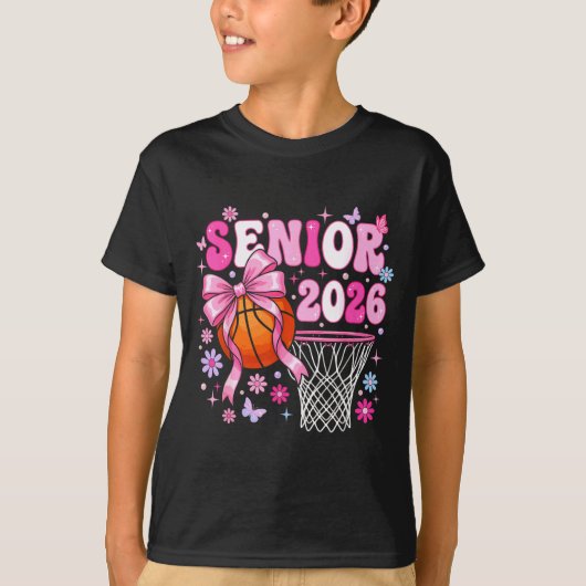 Senior 2026 class of 2026 basketball coquette bow tシャツ (正面)