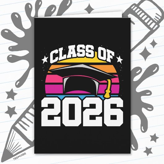 Senior 2026 Class of 2026 Graduation Retro Sunset カード