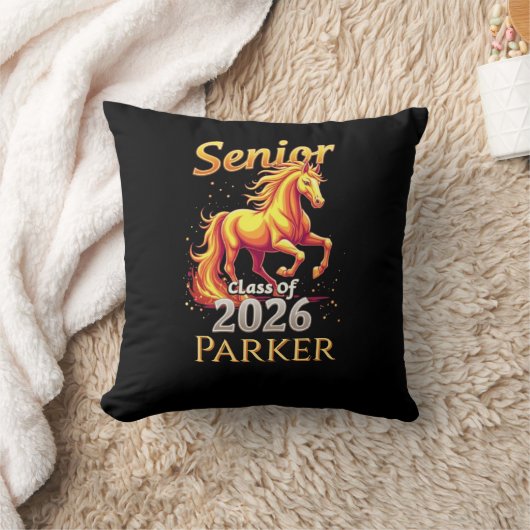 Senior 2026 Fire Horse Chinese Zodiac Personalized クッション (ブランケット)