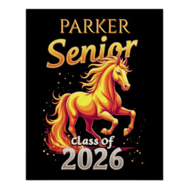 Senior 2026 Graduation Personalized Fire Horse ポスター