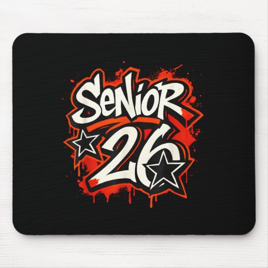 Senior 2026 Graffiti Drip Style Graduation Graphic マウスパッド (正面)