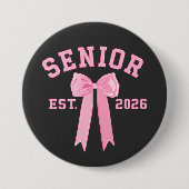 Senior 2026 Pink Bow 缶バッジ (正面)