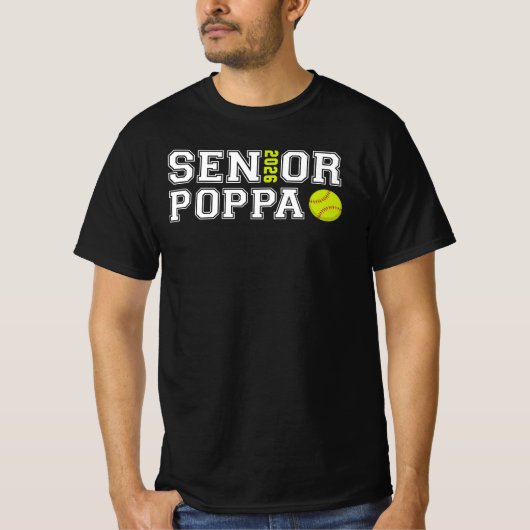 Senior 2026 Poppa Softball Graduation Grandpa Dad Tシャツ (正面)