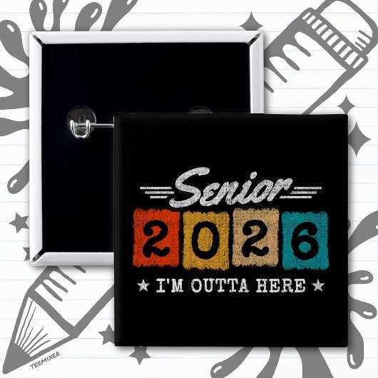 Senior 2026 Retro Graduation Quote Multicolor 缶バッジ